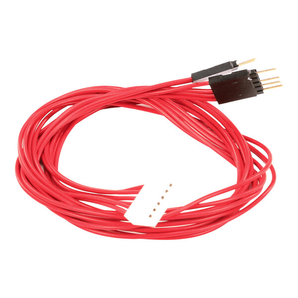 A red harness control board cable with polarized connectors on each end.