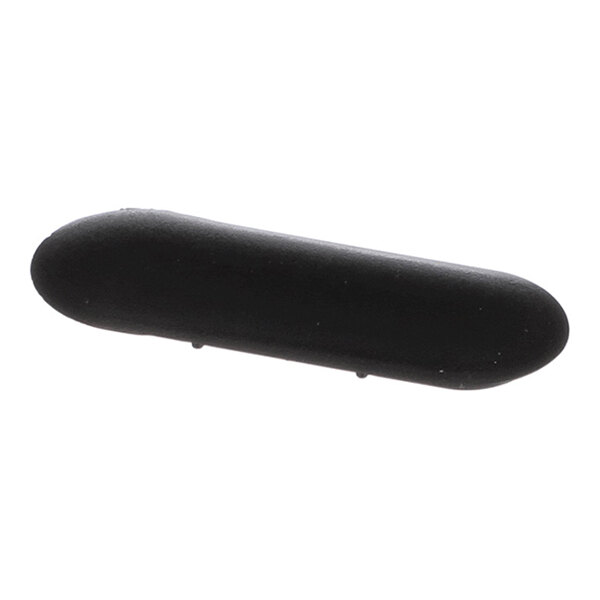 A black, oval-shaped plastic cap.