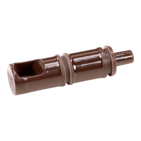 A brown plastic piston faucet spare part for a beverage dispenser.