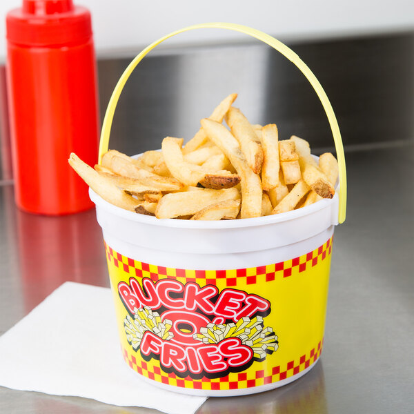 24 oz. Plastic French Fry Bucket with Handle - 170/Case