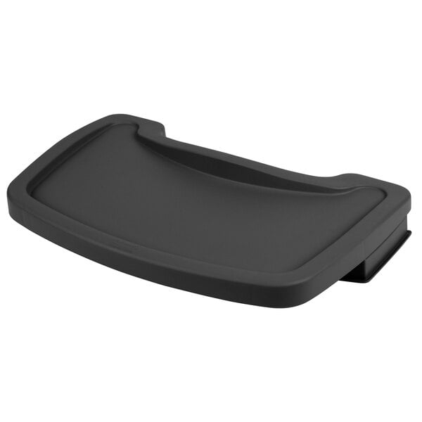 a black tray with a curved edge
