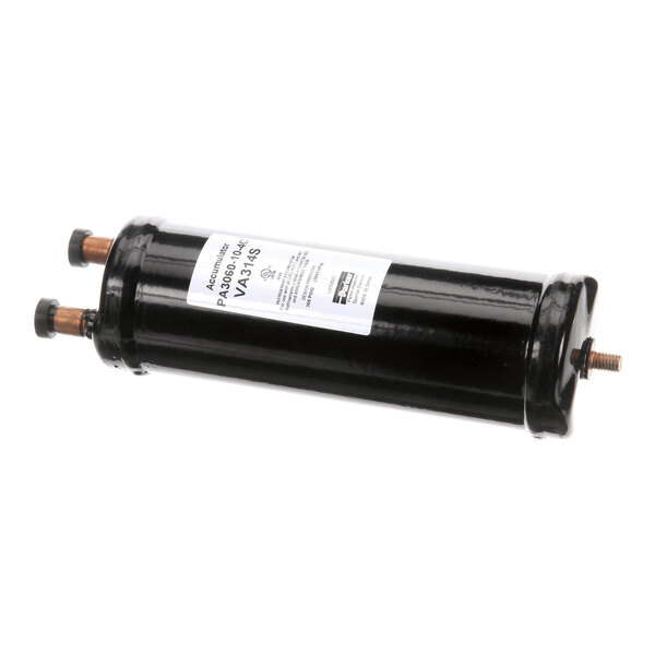 A black cylindrical Multiplex accumulator with a 3.5 lb capacity and 1/2 inch inlet.