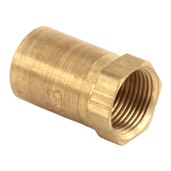 A brass orifice fitting for a main burner, typically used in LP gas appliances.