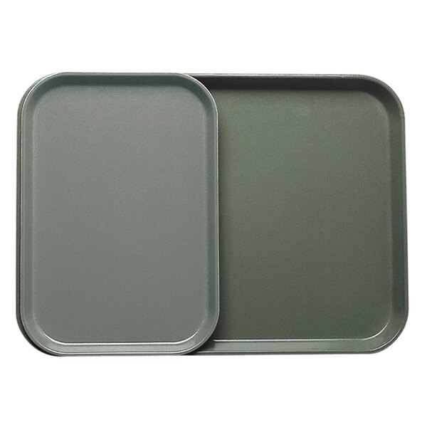 A rectangular grey Cambro tray insert.