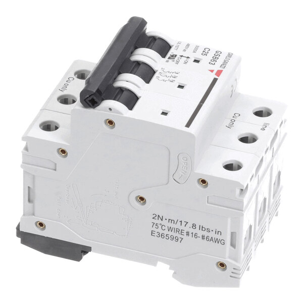 A three-pole circuit breaker rated for 277/480V and 25A.