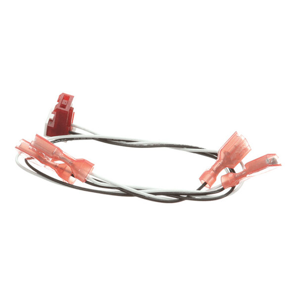 A wiring harness with red connectors, used for connecting control to solenoid in Multiplex equipment.