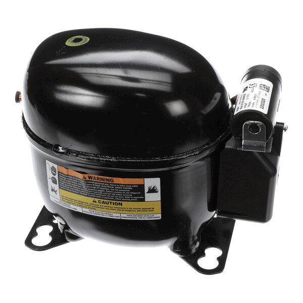 A black Minus Forty 4690 compressor designed for use with R404A refrigerant, operating at 115 volts and 60Hz.