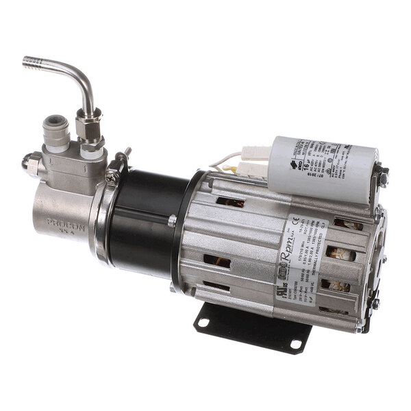 A metallic assembly pump with an attached capacitor, designed for nitro applications.