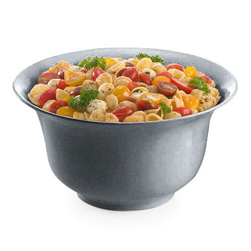 A Tablecraft granite tulip salad bowl filled with pasta, tomatoes, and parsley.