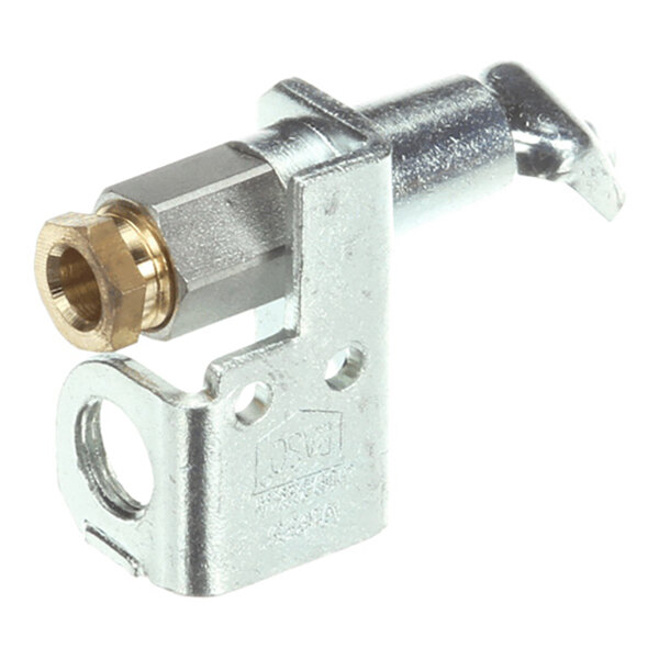 A metal pilot assembly with an orifice, used for LP gas appliances.