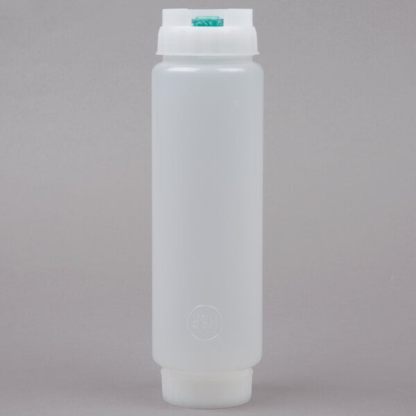 FIFO Innovations 16 oz. Clear Double Wide-Mouth Squeeze Bottle with Thin Dispensing Valve - 12/Case