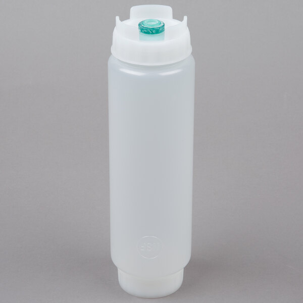 FIFO Innovations 16 oz. Clear Double Wide-Mouth Squeeze Bottle with Thin Dispensing Valve - 12/Case
