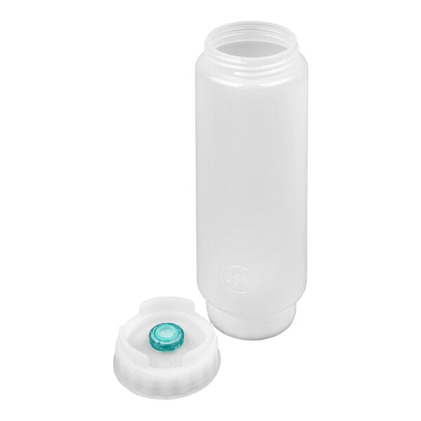 FIFO Innovations 16 oz. Clear Double Wide-Mouth Squeeze Bottle with Thin Dispensing Valve - 12/Case