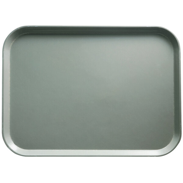 A rectangular gray Cambro tray with a white border.