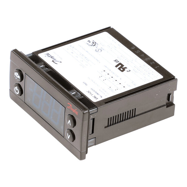 A digital control unit, specifically the Danfoss ERC112C model, used for temperature regulation in refrigeration equipment.
