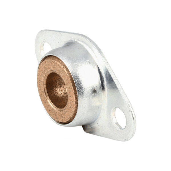 A self-aligning bearing with a 0.5 inch inner diameter and a metal mounting flange.