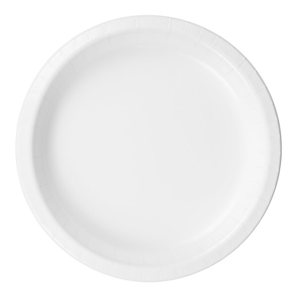 A white paper plate with a white border.
