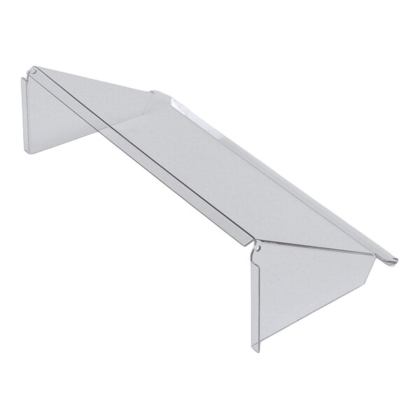 A clear, angled plastic lower door replacement part for a commercial appliance.