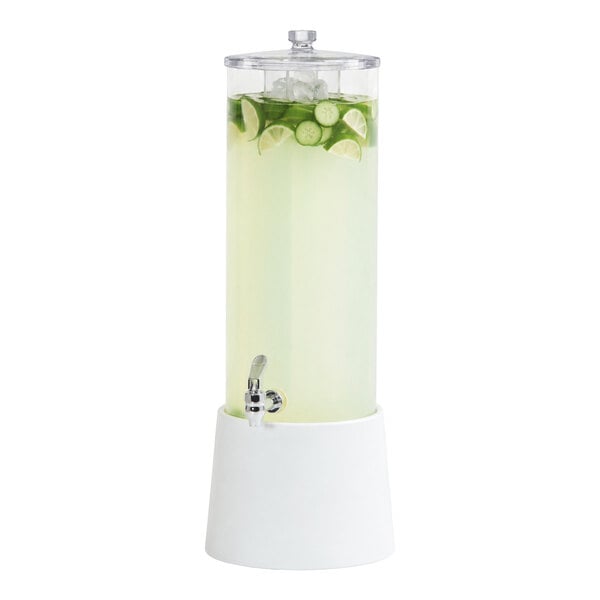 Cal-Mil Logan 3 Gallon Round Beverage Dispenser with Ice Chamber and White Melamine Base 26135-3-15