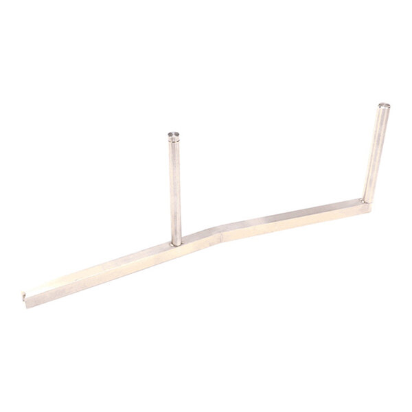 A metal right-hand arm component with a split top and two vertical posts.