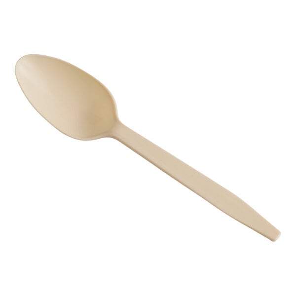 Choice 6 3/8" Heavy Weight Beige Polypropylene Plastic Teaspoon - 1,000/Case