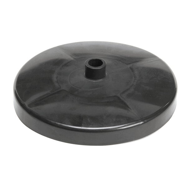 A round black rain shield with a central hole, designed for use with Trane equipment.