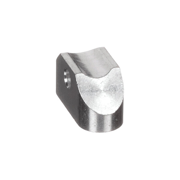 A small metal link assembly base with a curved top and a hole on one side.