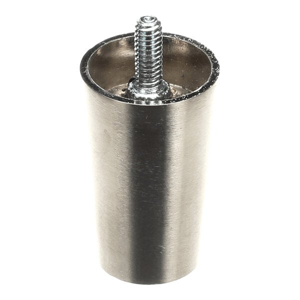 A cylindrical metal foot base with a threaded stud on top.