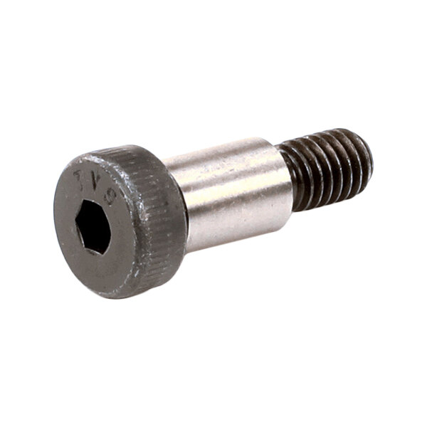 A metal shoulder bolt with a hex socket head and partially threaded shaft.