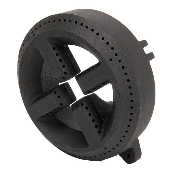 A round cast iron burner component with multiple small holes, designed for use in commercial cooking equipment.
