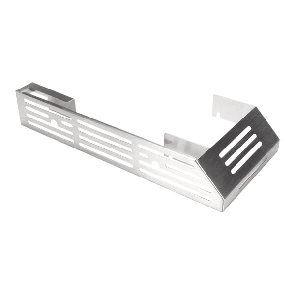 A stainless steel burn guard assembly with slotted ventilation, designed for left-side installation.