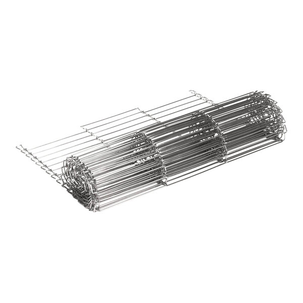 A rolled metal conveyor belt measuring 10 by 41 inches.