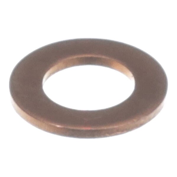A flat, circular copper washer with a central hole.