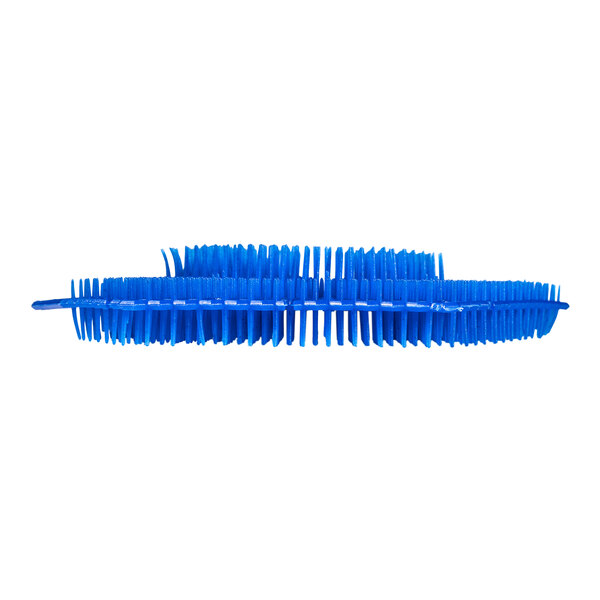 A blue EVA gel urinal screen with bristles, designed to provide a cotton blossom scent.