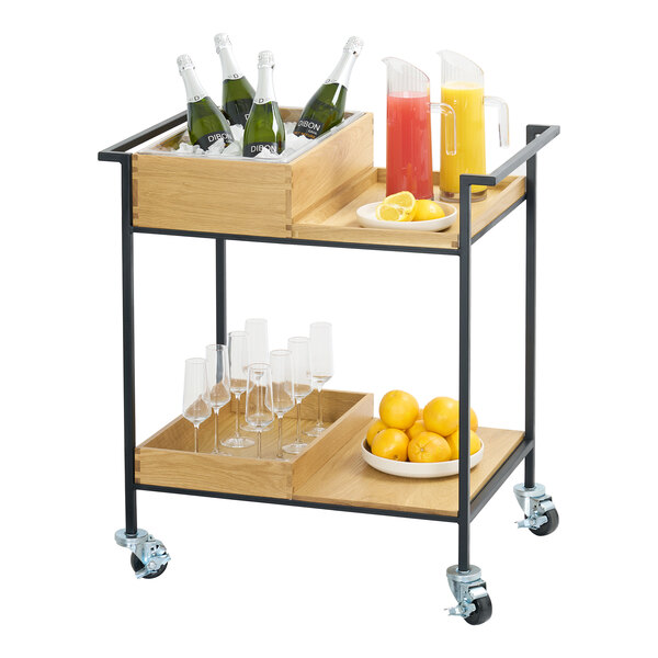 Cal-Mil Sydney 26" x 21" x 36" 2-Tier Black Modular Serving Cart with 4 Casters 28514-13
