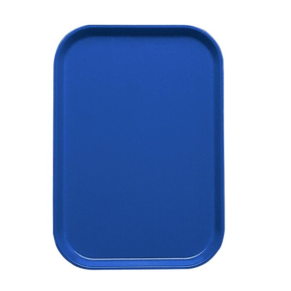 A blue rectangular tray with a white background.