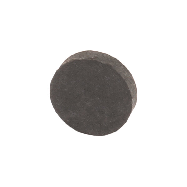 A round black rubber plug with a diameter of .437 inches.