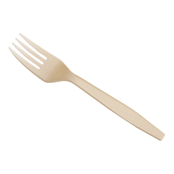 Choice 6 13/16" Heavy Weight Beige Polypropylene Plastic Fork - 1,000/Case