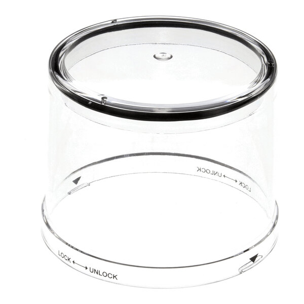 A clear plastic cover with an O-ring, designed for use with the Waring WSG60 grinder.