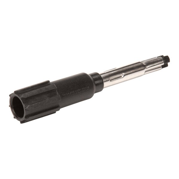A metal and plastic disc stem attachment for a food processor.
