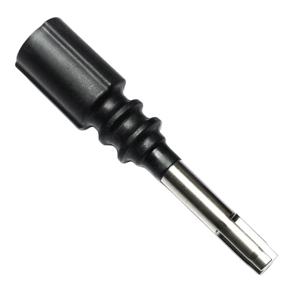 A metal and plastic disc stem attachment for a food processor.