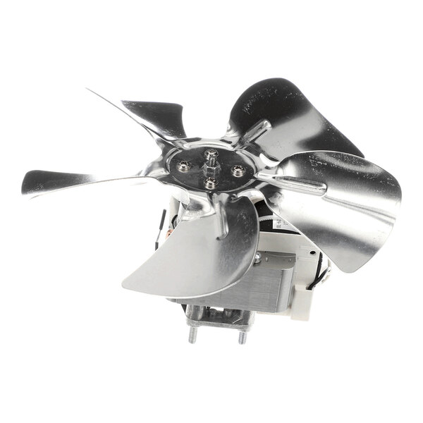 A metal fan motor assembly with four blades, designed for use in Waring appliances.