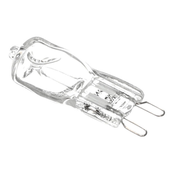 A clear halogen light bulb with two metal prongs, compatible with Waring CO1000 ovens.