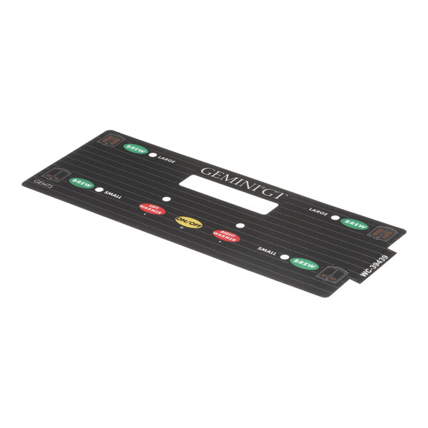 A rectangular control panel overlay label for a Wilbur Curtis Gemini GT coffee machine.
