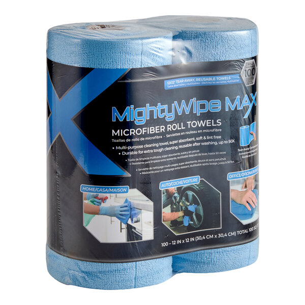 MightyWipe Max 12" x 12" Blue Microfiber Towel Roll - 300/Case