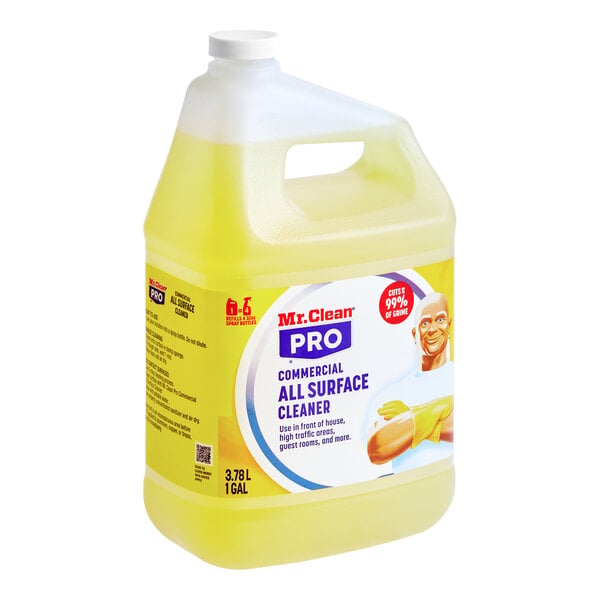 A 1-gallon jug of Mr. Clean Professional commercial all-surface cleaner.