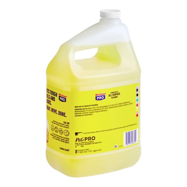 A 1-gallon container of Mr. Clean Professional commercial all-surface cleaner with a lemon scent.