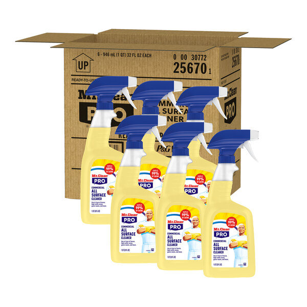 A case of six 32 fl. oz. spray bottles of Mr. Clean Professional Commercial All-Surface Cleaner.