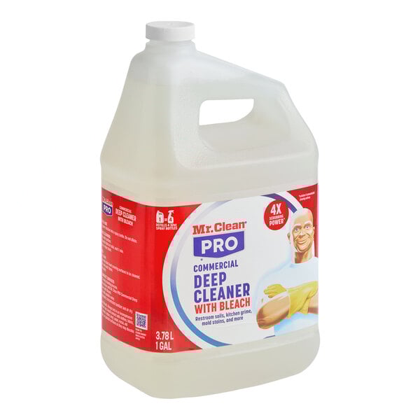 A 1-gallon container of Mr. Clean Professional Commercial Deep Cleaner with Bleach.