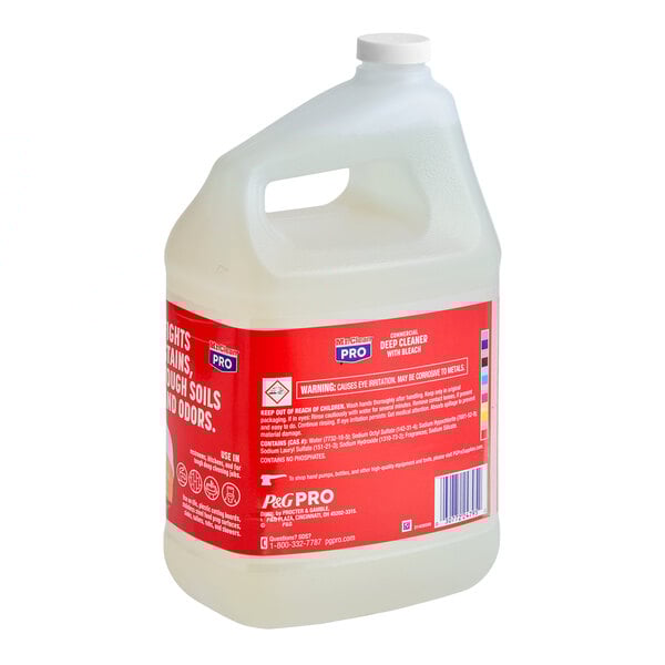 A one-gallon jug of Mr. Clean Professional Commercial Deep Cleaner with Bleach.